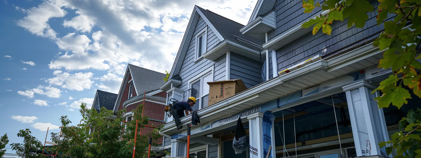a contractor repairing damaged siding on a house in kitchener.