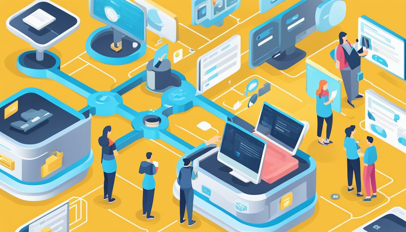 A website surrounded by backlinks, reviews, and online visibility factors