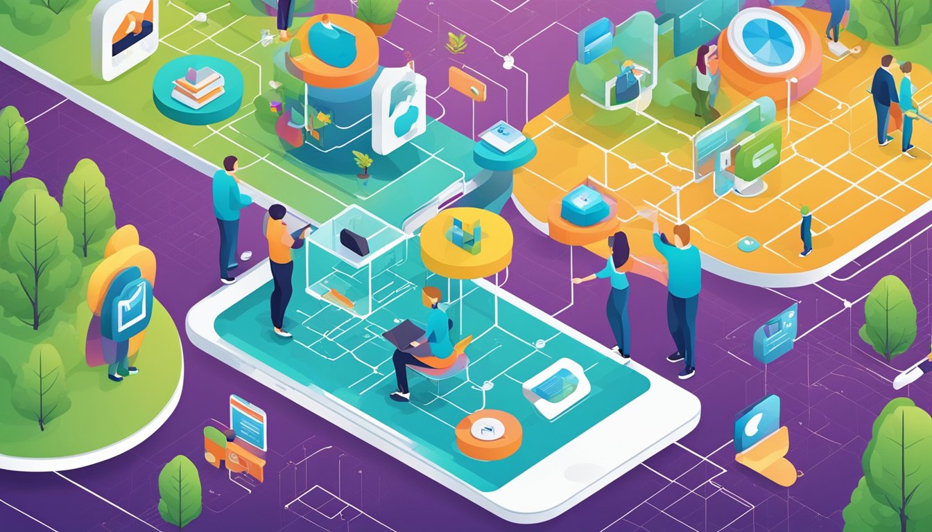 A web of interconnected elements: backlinks, reviews, and analytics tools, forming the spectrum of online visibility for a website