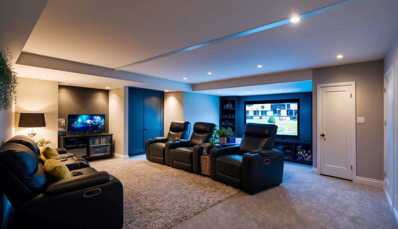 Finished basement interior in Paris Ontario showcasing cozy living space